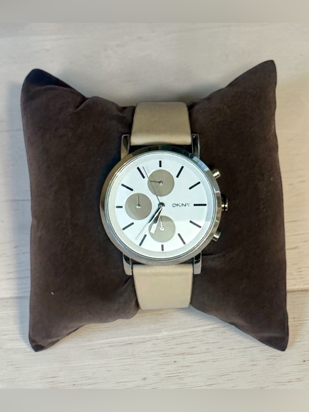 DKNY Light Tan and Silver Chronograph Watch
